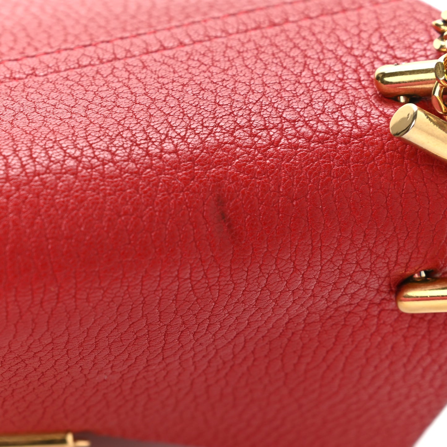 Grained Lambskin Mini Drew Shoulder Bag Plaid Red