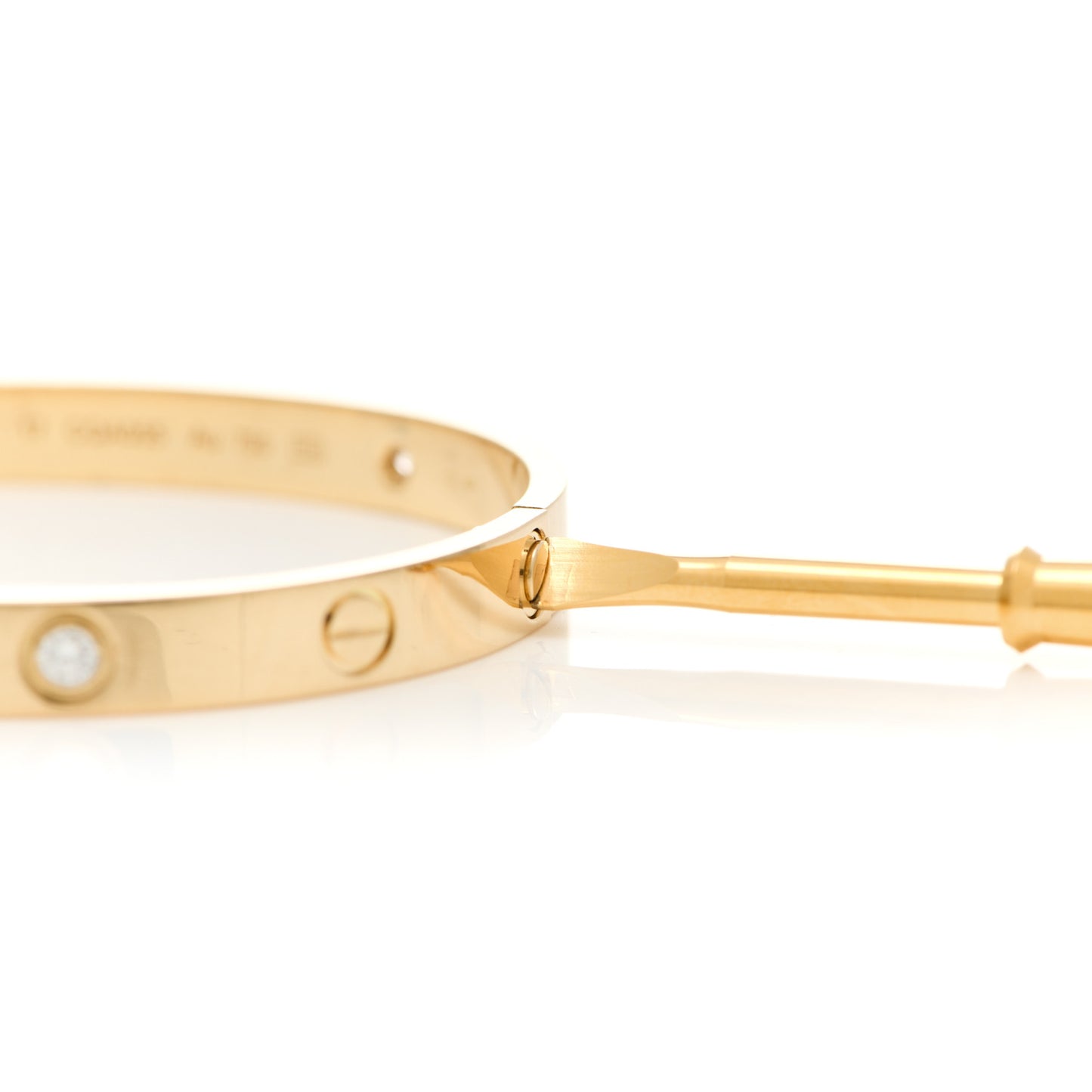 18K Yellow Gold 4 Diamond LOVE Bracelet 17
