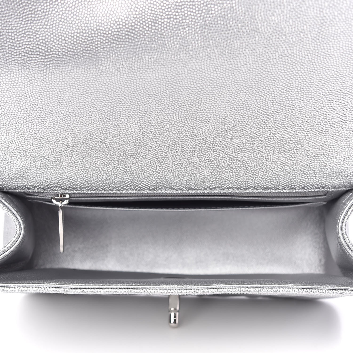 Chanel Metallic Caviar Quilted Mini Top Handle Rectangular Flap Silver 5 of 10