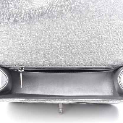 Chanel Metallic Caviar Quilted Mini Top Handle Rectangular Flap Silver 5 of 10