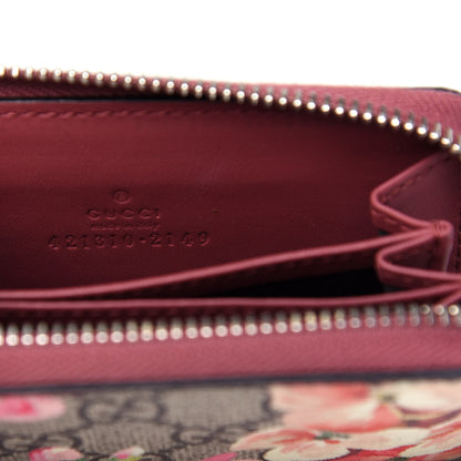 Gucci GG Supreme Monogram Blooms Zip Around Card Case Wallet Beige Multicolor Dry Rose 6 of 7