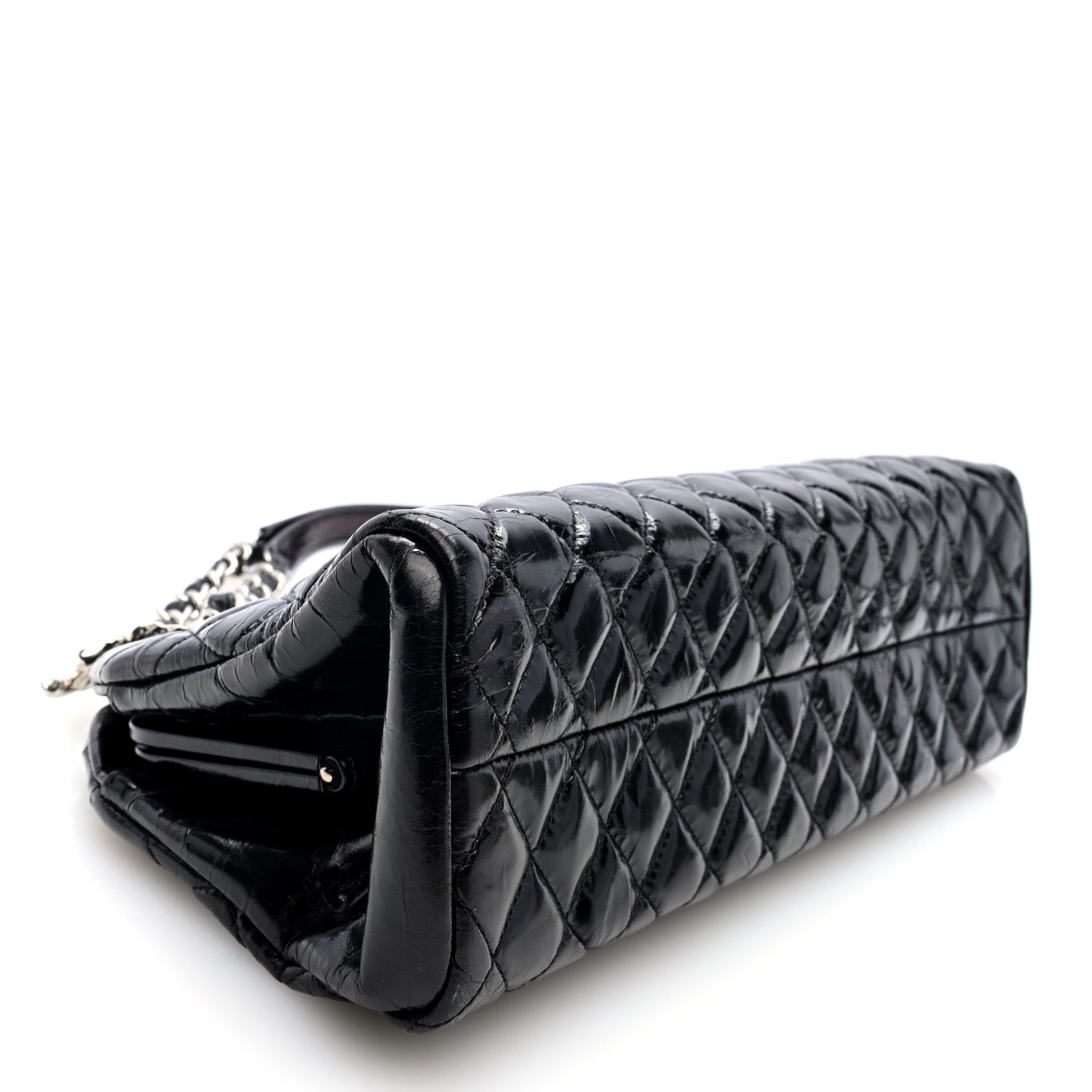 Chanel Patent Quilted Medium Just Mademoiselle Bowling Bag Black 4 of 10