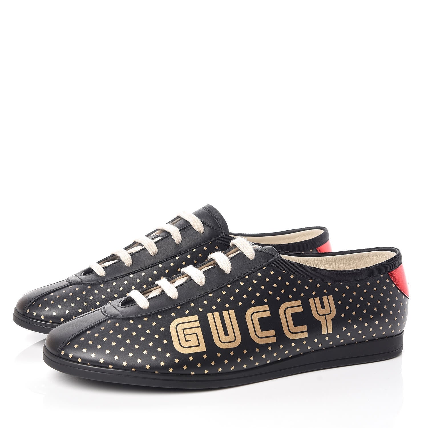 Gucci X SEGA Calfskin GUCCY Stars Mens Falacer Sneakers 9 Black 3 of 10