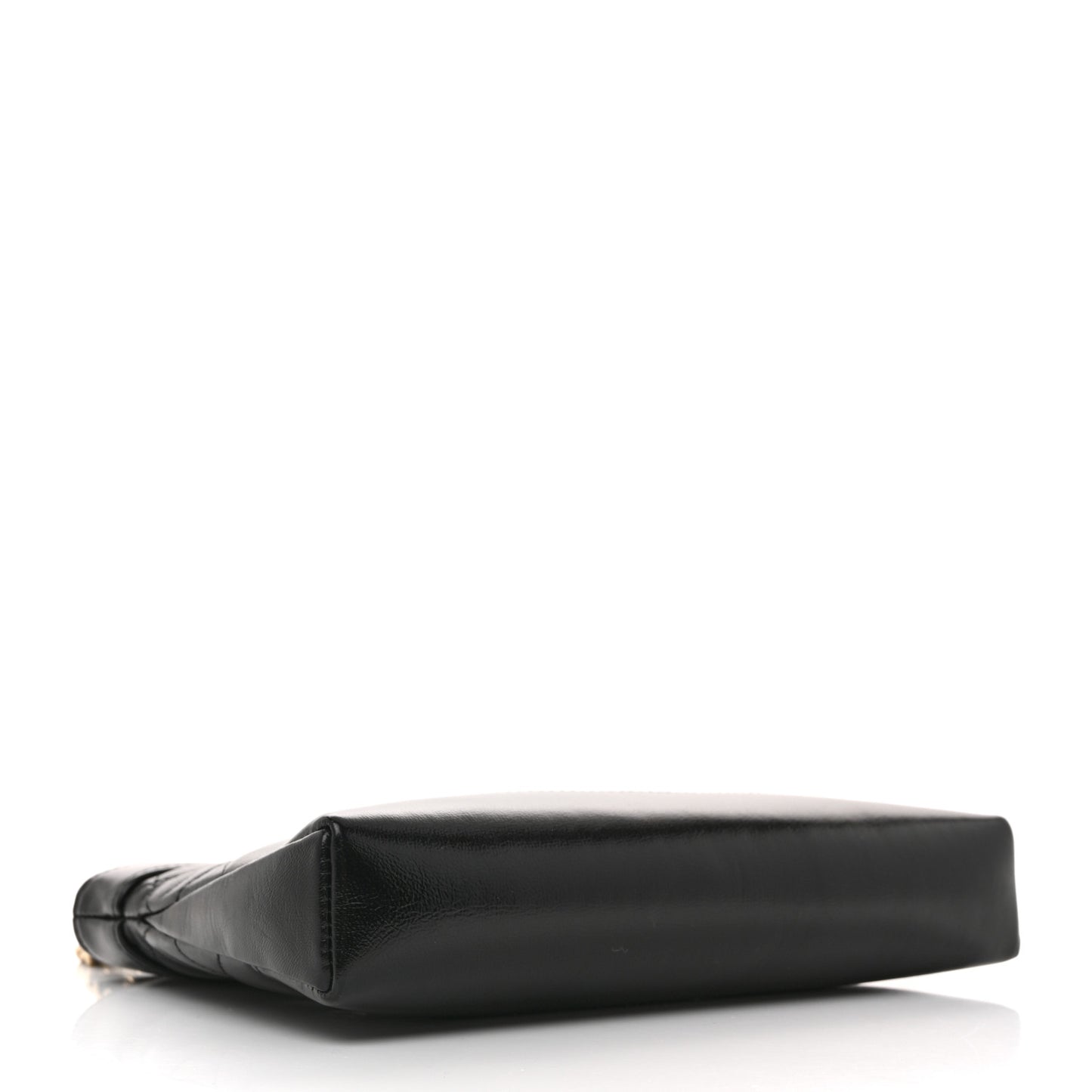 Shiny Crumpled Calfskin Quilted Nano 31 Shopping Bag Black