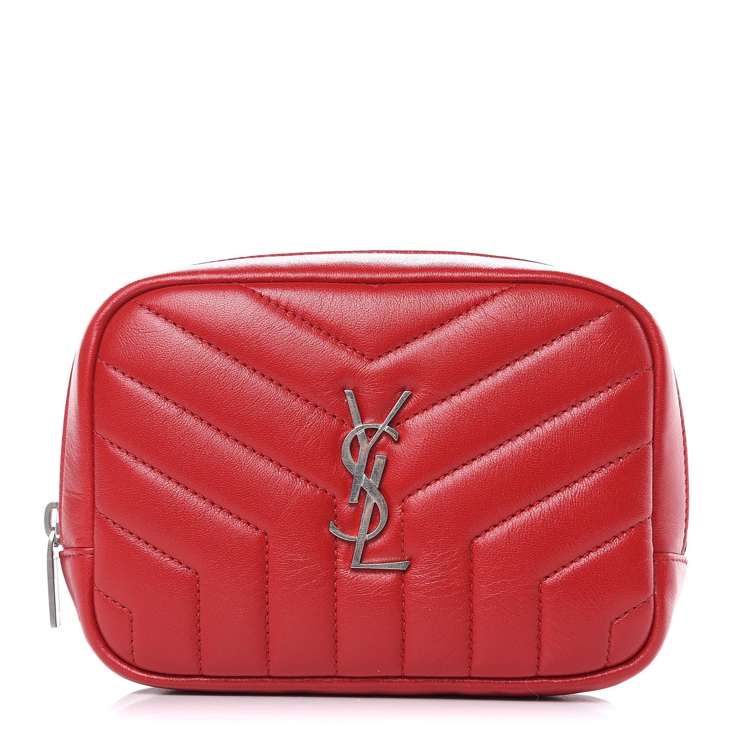 Lambskin Y Quilted Monogram Loulou Cosmetic Case Rouge Orient