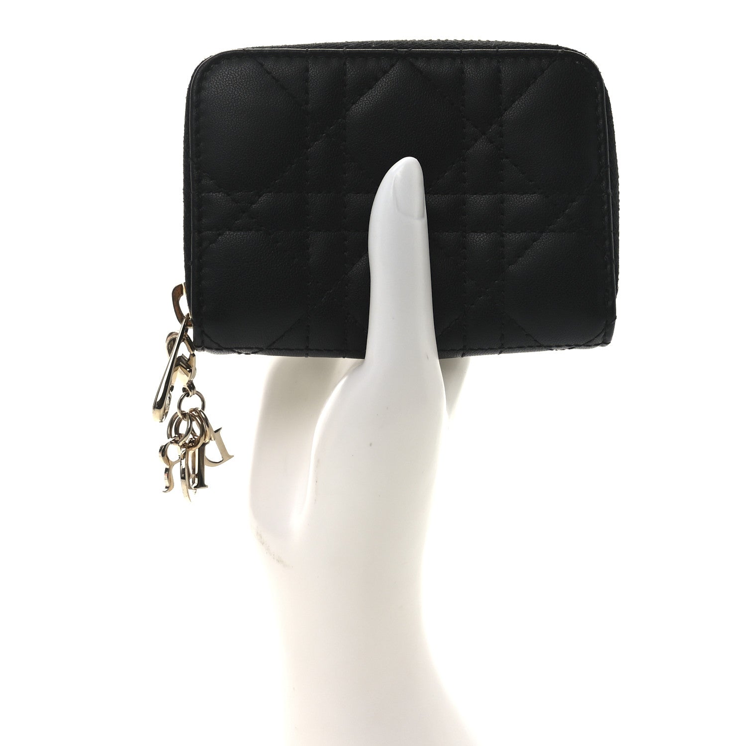 Christian Dior Lambskin Cannage Small Lady Dior Voyageur Coin Purse Black 2 of 7