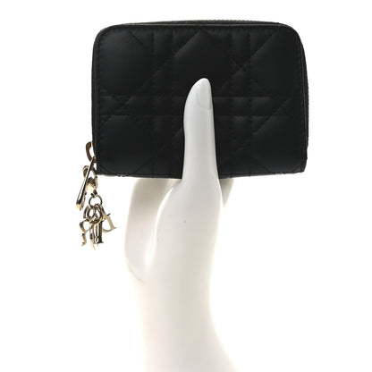 Christian Dior Lambskin Cannage Small Lady Dior Voyageur Coin Purse Black 2 of 7