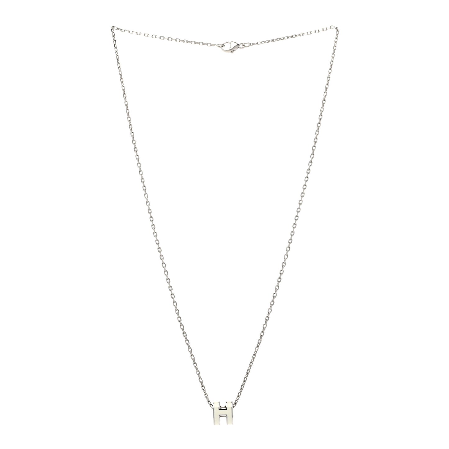 Lacquered Palladium Mini Pop H Pendant Necklace White