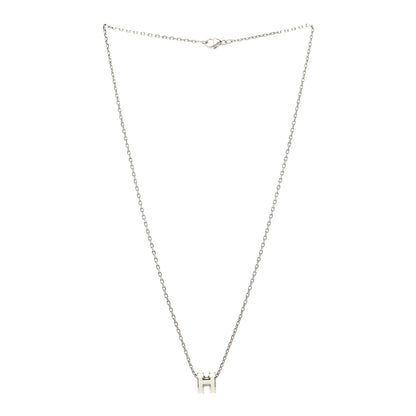 Hermes Lacquered Palladium Mini Pop H Pendant Necklace White 3 of 8