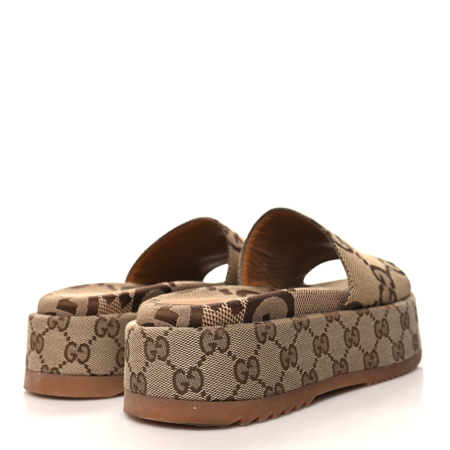 Monogram Maxi GG Angelina Platform 55mm Slide Sandals 38 Camel Ebony