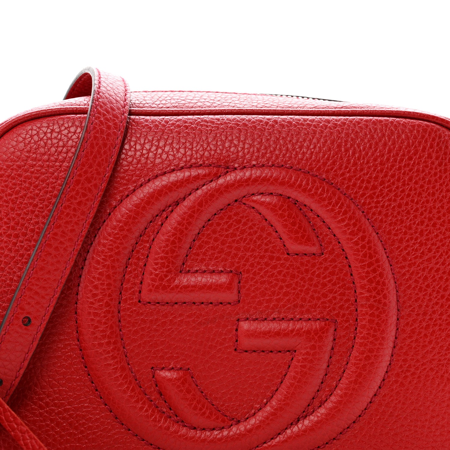 Gucci Pebbled Calfskin Small Soho Disco Bag Vibrant Red 8 of 10