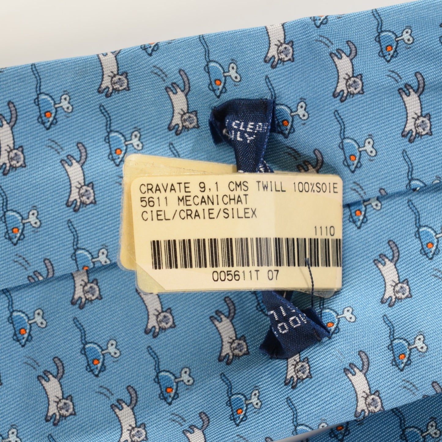 Silk Mecanichat Mens Neck Tie Ciel Craie Silex