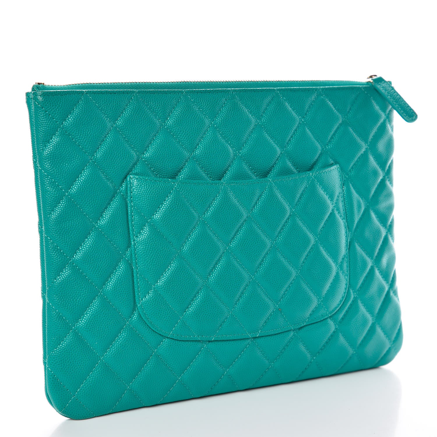 Chanel Iridescent Caviar Quilted Medium Cosmetic Case Turquoise 3 of 7