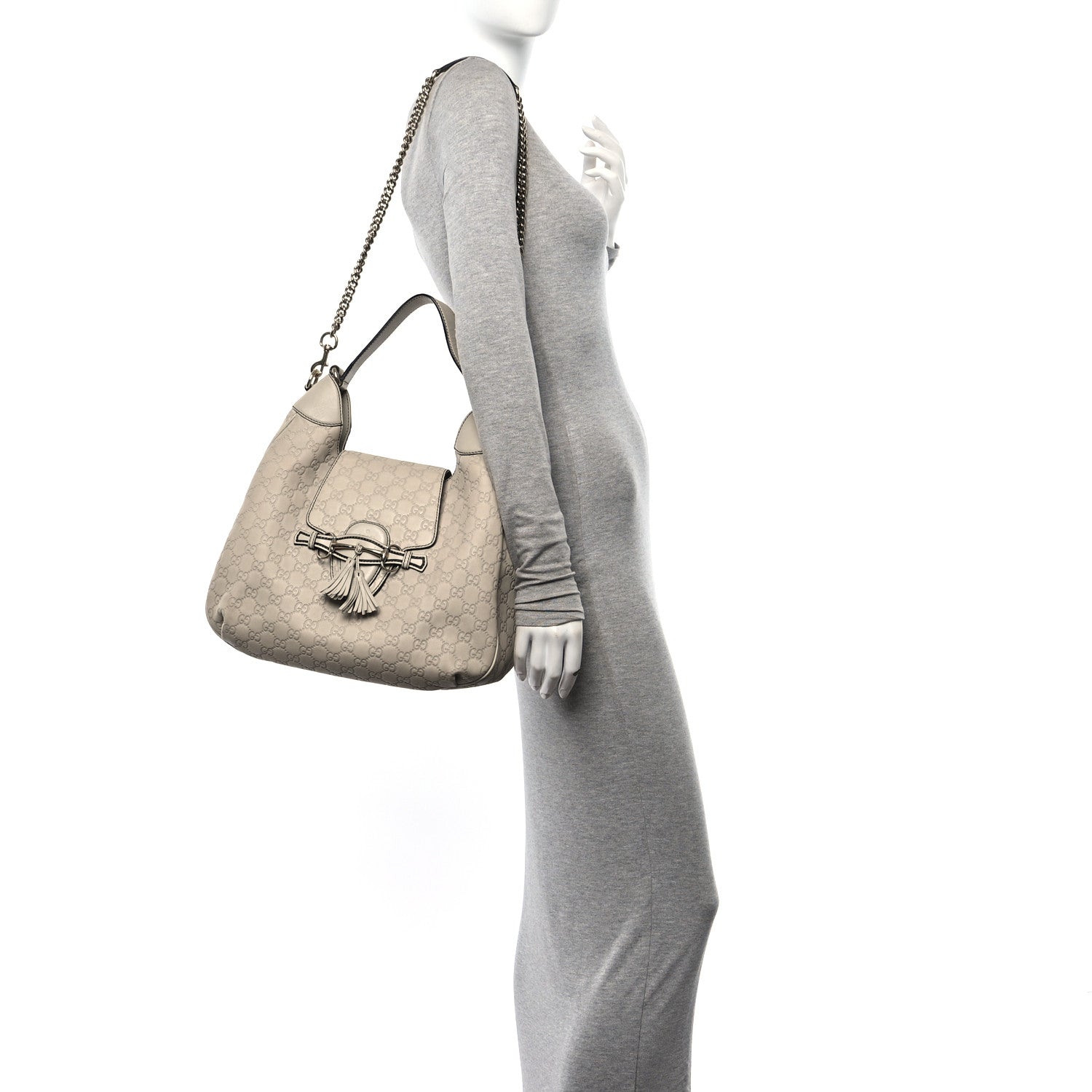 Gucci Guccissima Signature Medium Emily Hobo Mystic White 2 of 11