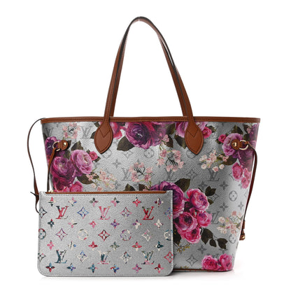 Louis Vuitton Metallic Monogram LV Garden Neverfull MM Silver 1 of 11
