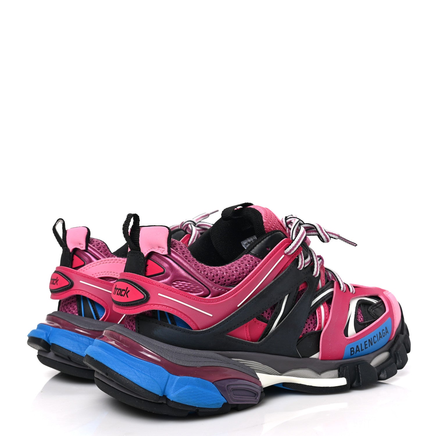 Balenciaga Mesh Nylon Metallic Fabric Womens Track Sneakers 38 Pink Blue 4 of 9