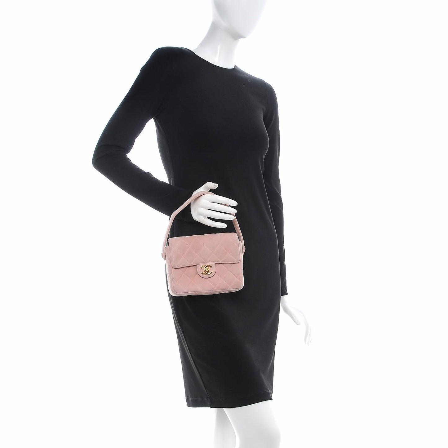Suede Quilted Mini Flap Pink