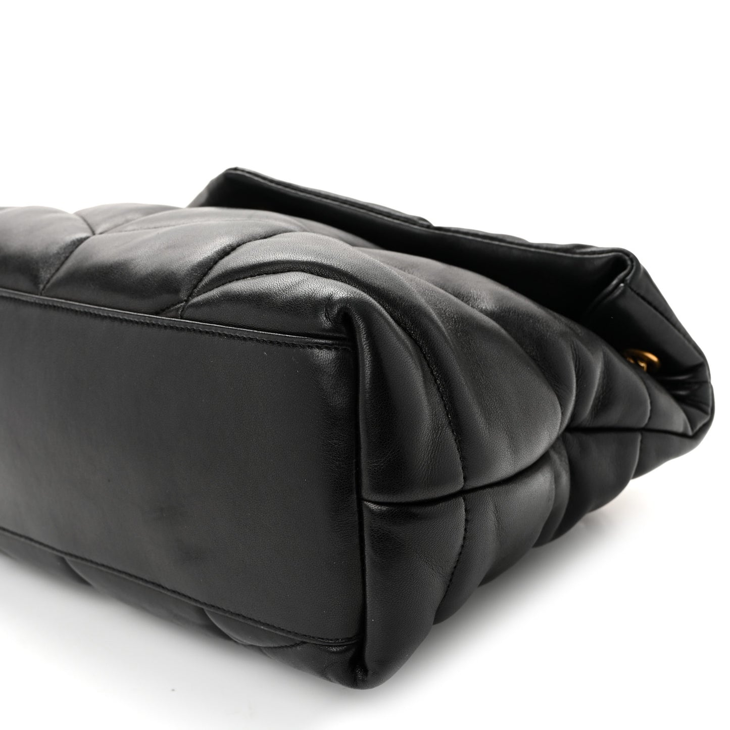 Lambskin Quilted Medium Loulou Puffer Monogram Chain Satchel Black