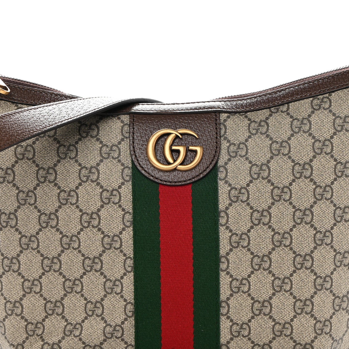 GG Supreme Monogram Web Small Ophidia Half Moon Hobo Brown
