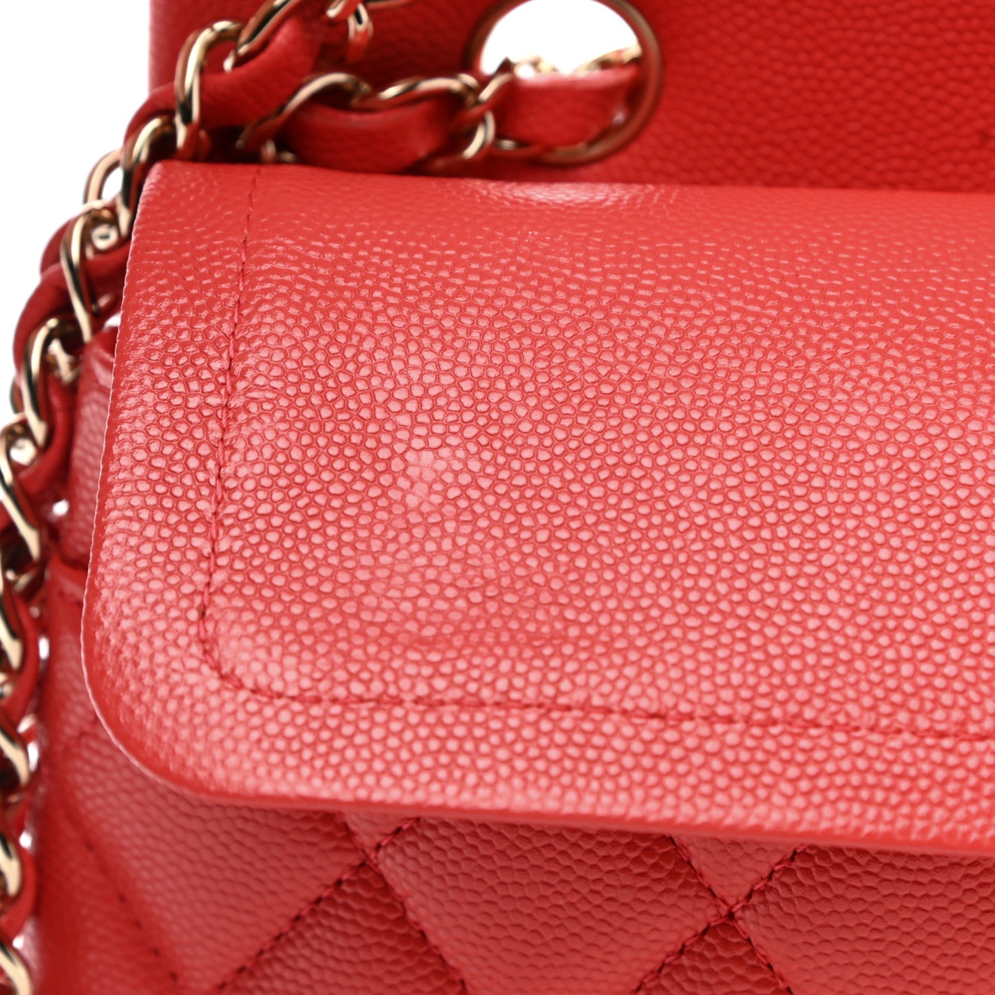 Caviar Quilted Small Double Flap Red