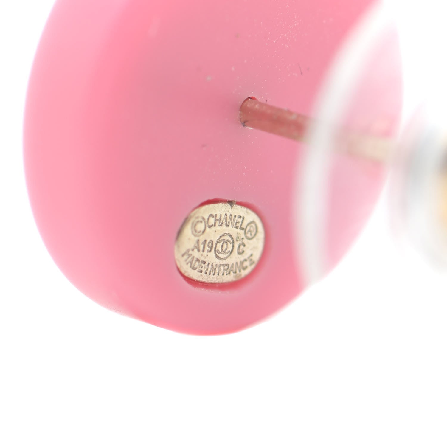 Chanel Resin Chain CC Round Earrings Gold Pink 4 of 7