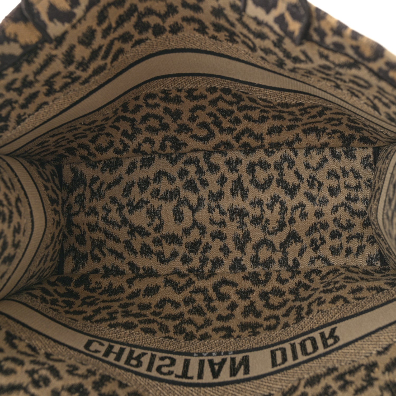 Christian Dior Canvas Mizza Embroidered Large Leopard Book Tote Beige 5 of 13