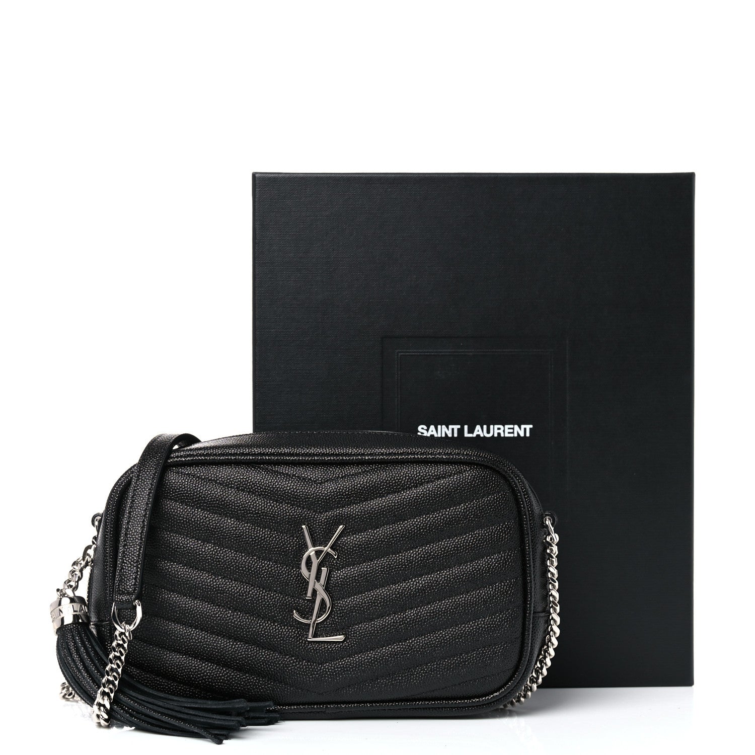 Saint Laurent Grain De Poudre Matelasse Monogram Mini Lou Camera Bag Black 12 of 12