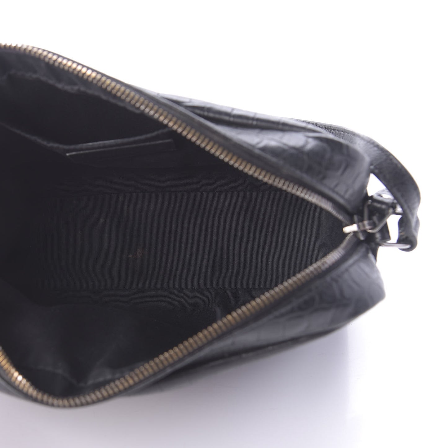 Calfskin Crocodile Embossed Monogram Lou Camera Bag Black