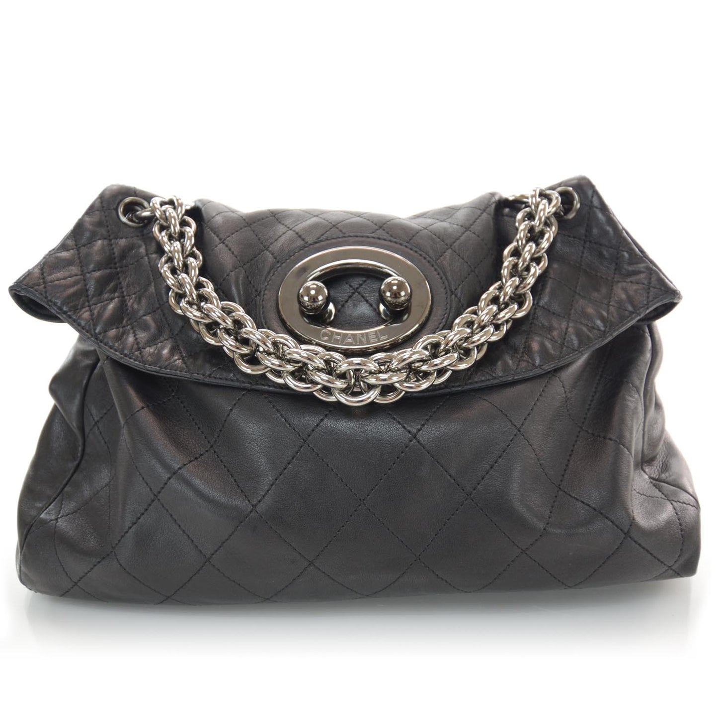 Lambskin Quilted New Lock Flap Black