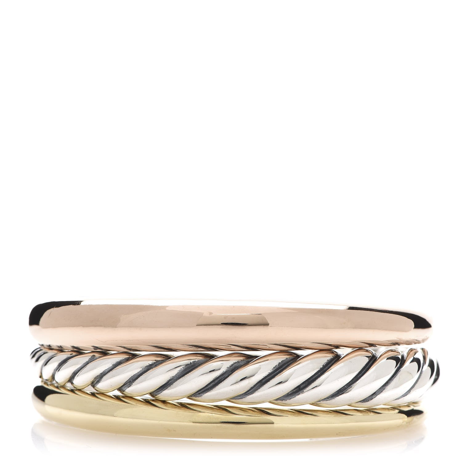 David Yurman Sterling Silver Bronze Pure Form Three-Row Cuff Bracelet 1 of 4