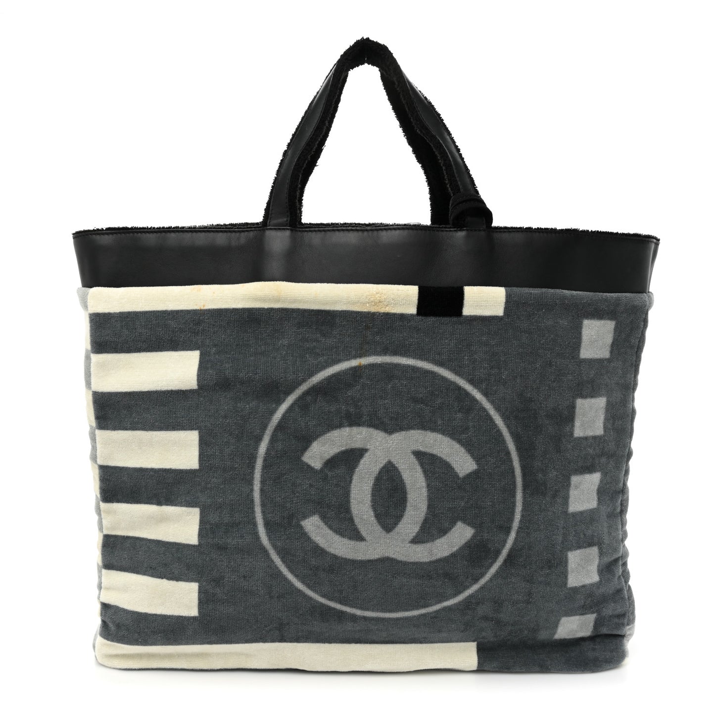 Terry Cotton Reversible CC Beach Tote Black