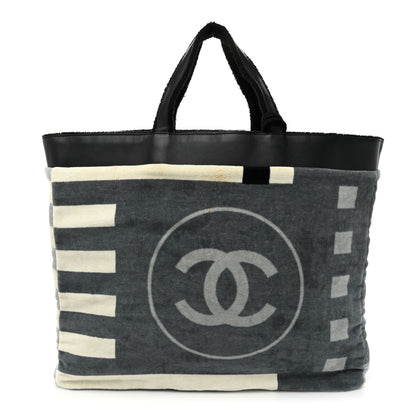 Chanel Terry Cotton Reversible CC Beach Tote Black 3 of 24