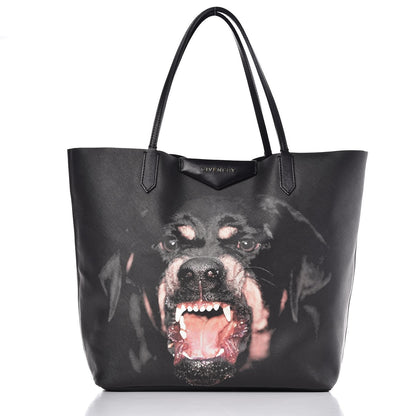 Givenchy Textured Coated Canvas Rottweiler Print Medium Antigona Tote Black 3 of 9