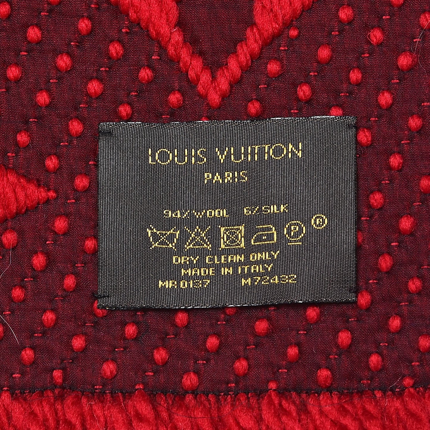 Wool Silk Logomania Scarf Rubis