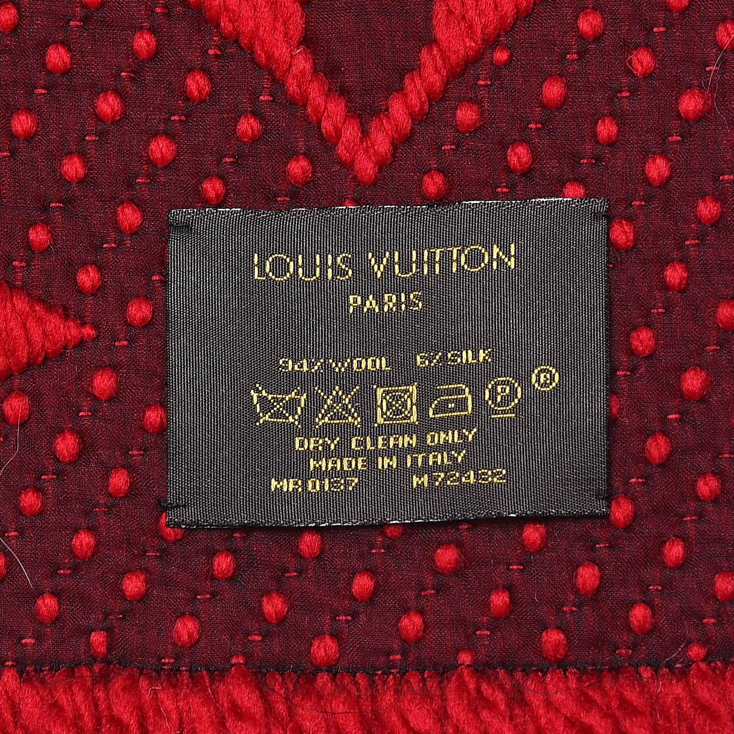 Louis Vuitton Wool Silk Logomania Scarf Rubis 4 of 4