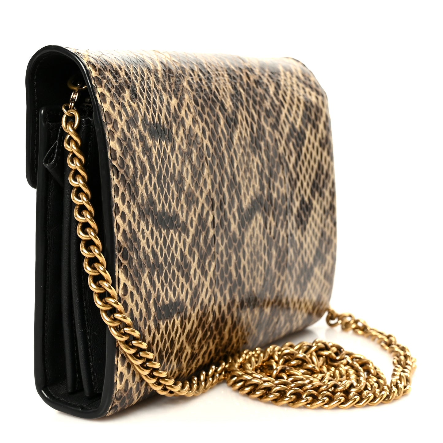 Snakeskin Pearly GG Marmont Chain Wallet Roccia