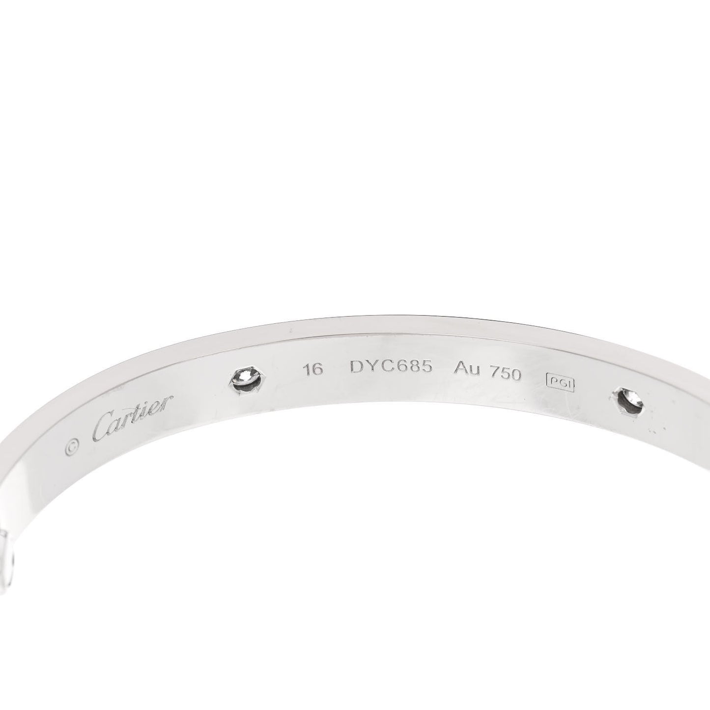 18K White Gold 4 Diamond LOVE Bracelet 16