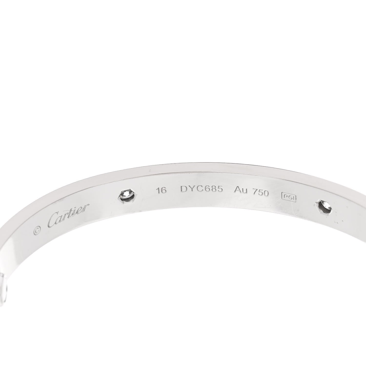 Cartier 18K White Gold 4 Diamond LOVE Bracelet 16 6 of 9