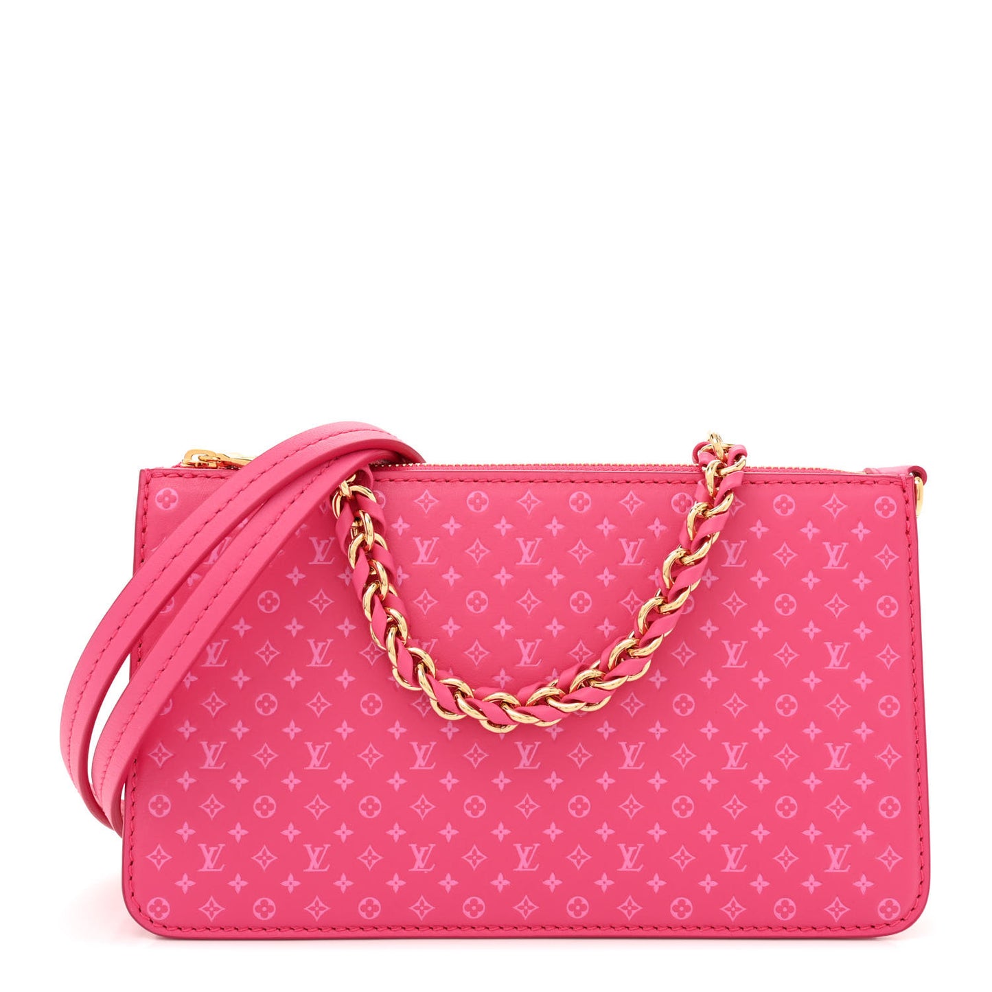 Calfskin Nanogram Embossed Lexington Pouch Rose