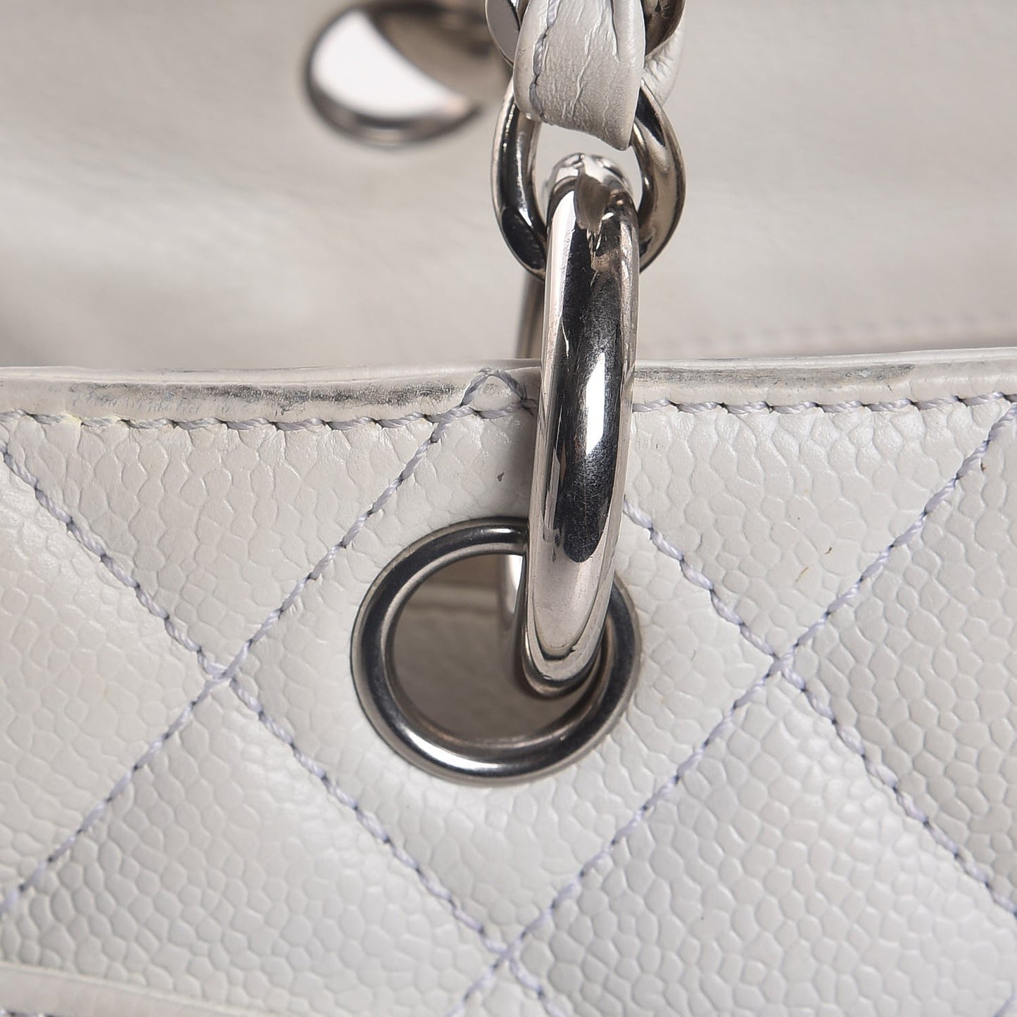 Caviar Quilted Grand Shopping Tote GST White