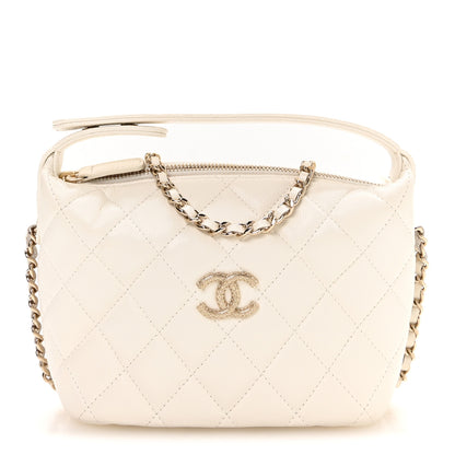 Chanel Caviar Quilted Hobo Clutch With Chain White 1 of 10