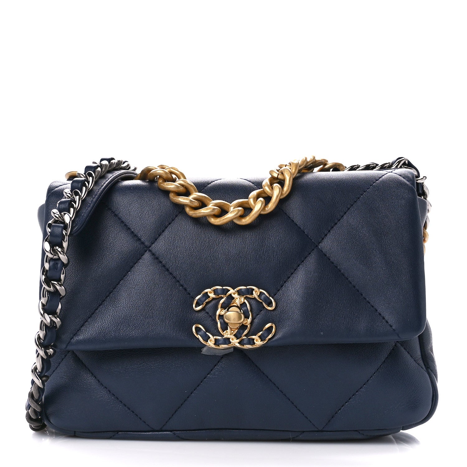 Chanel Lambskin Quilted Medium Chanel 19 Flap Navy Blue 1 of 10