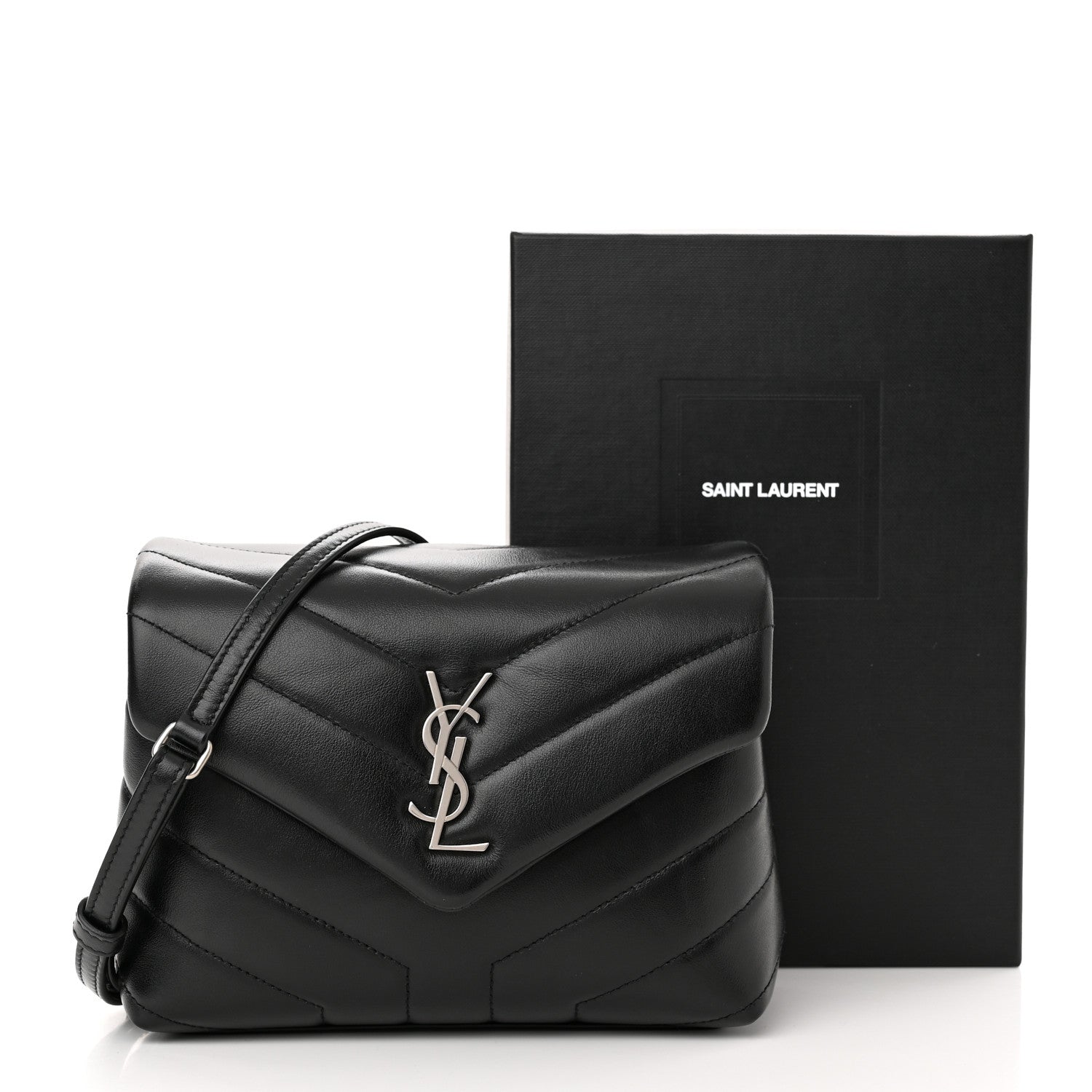 Saint Laurent Calfskin Y Quilted Monogram Toy Loulou Crossbody Bag Black 12 of 12