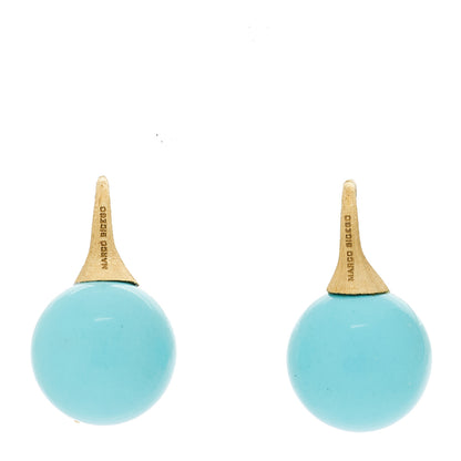 Marco Bicego 18K Yellow Gold Turquoise Africa Boules Drop Earrings 1 of 5
