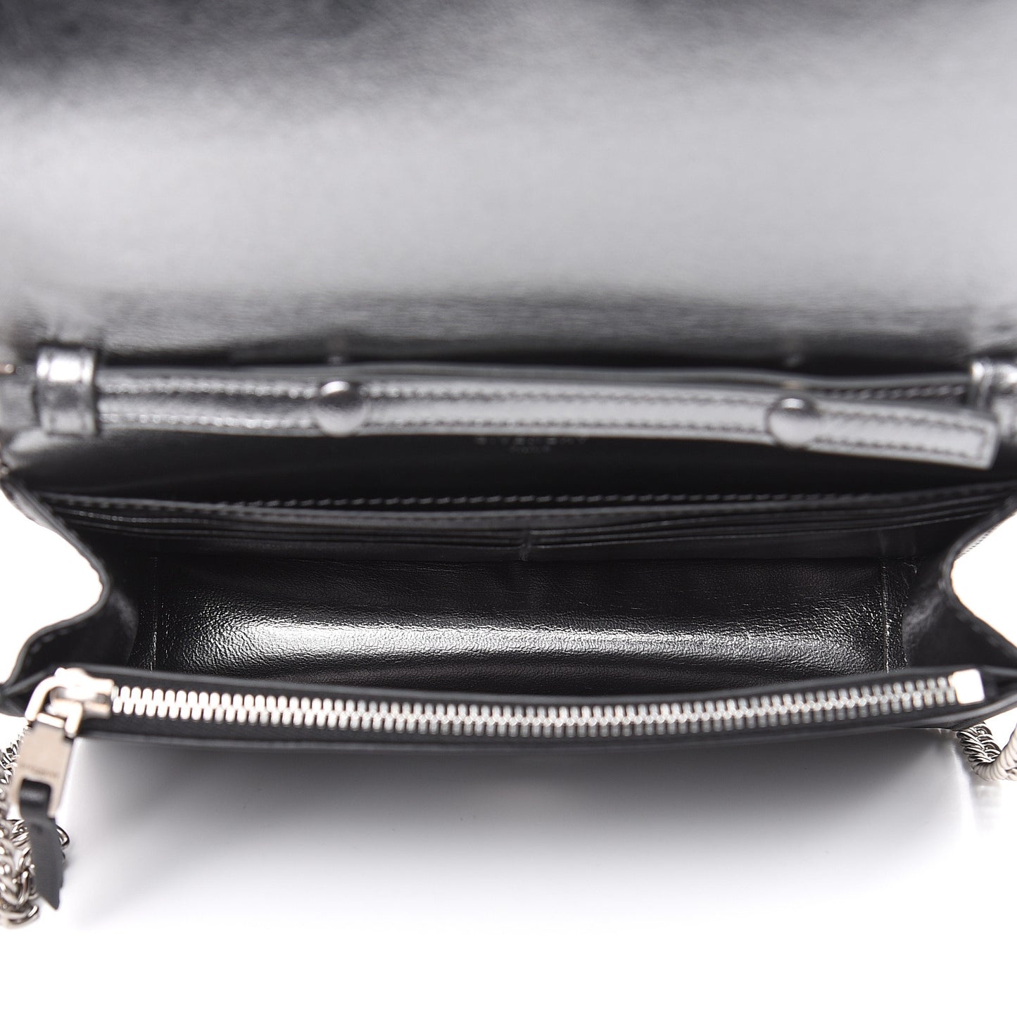 Lambskin Emblem Chain Wallet Black