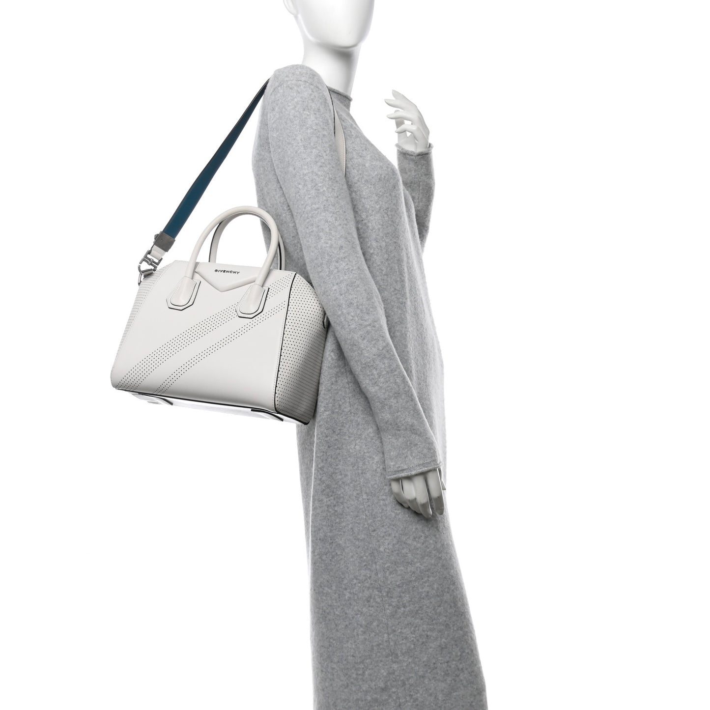 Lambskin Perforated Small Antigona White