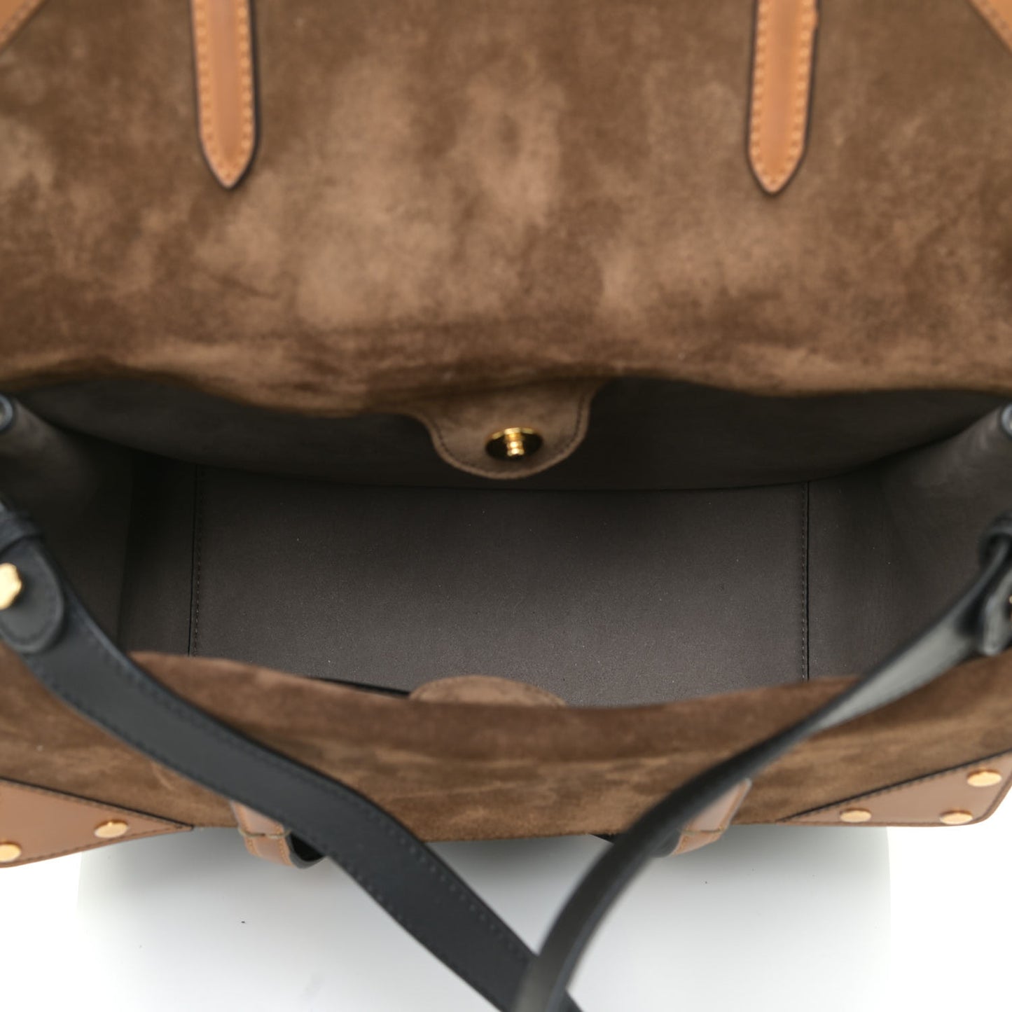 Vitello Grace Suede Flip Tote Black Nocciola Marrone