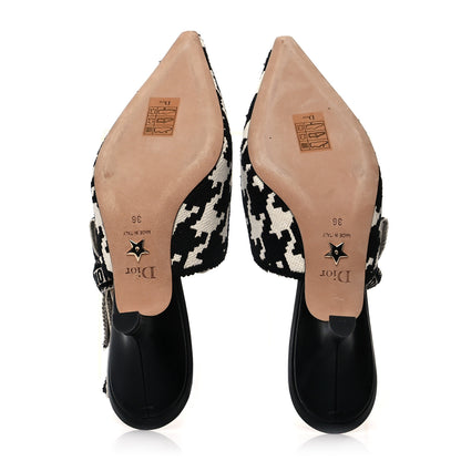 Christian Dior Cotton Ribbon Macro Houndstooth J'Adior Slingback 65mm Pumps 36.5 White Black 5 of 10