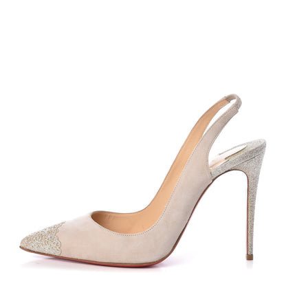 Christian Louboutin Suede Glitter Almine Glitter 100 Pumps 37 Colombe Ivory 1 of 10