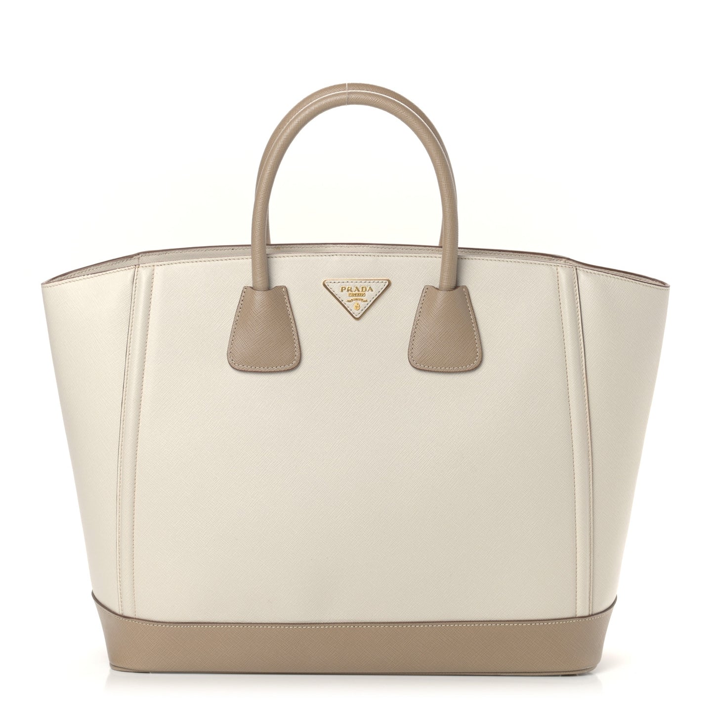 Saffiano Lux Bi-Color Tote Talco Visone